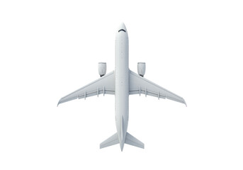 Isolated Top-Down View of White Airplane for Travel