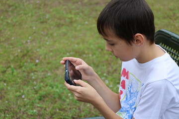 Young man using smartphone mobile phone