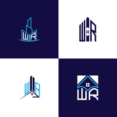 Fototapeta premium WR Real Estate Lettermark Logo Design Set – Modern Architecture and Building Concepts