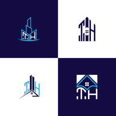 Fototapeta premium TH Real Estate Lettermark Logo Design Set – Modern Architecture and Building Concepts