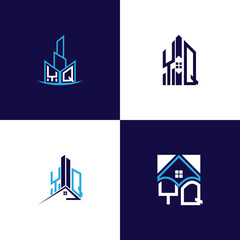 Fototapeta premium YQ Real Estate Lettermark Logo Design Set – Modern Architecture and Building Concepts