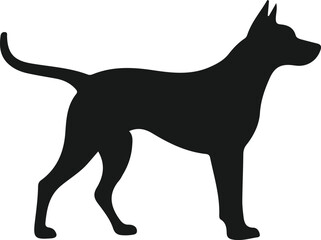 silhouette of single dog isolated on white background