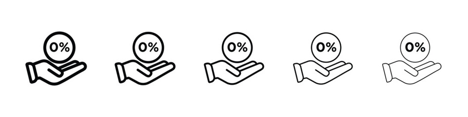 Zero percent icon filled flat sign concept for web design.