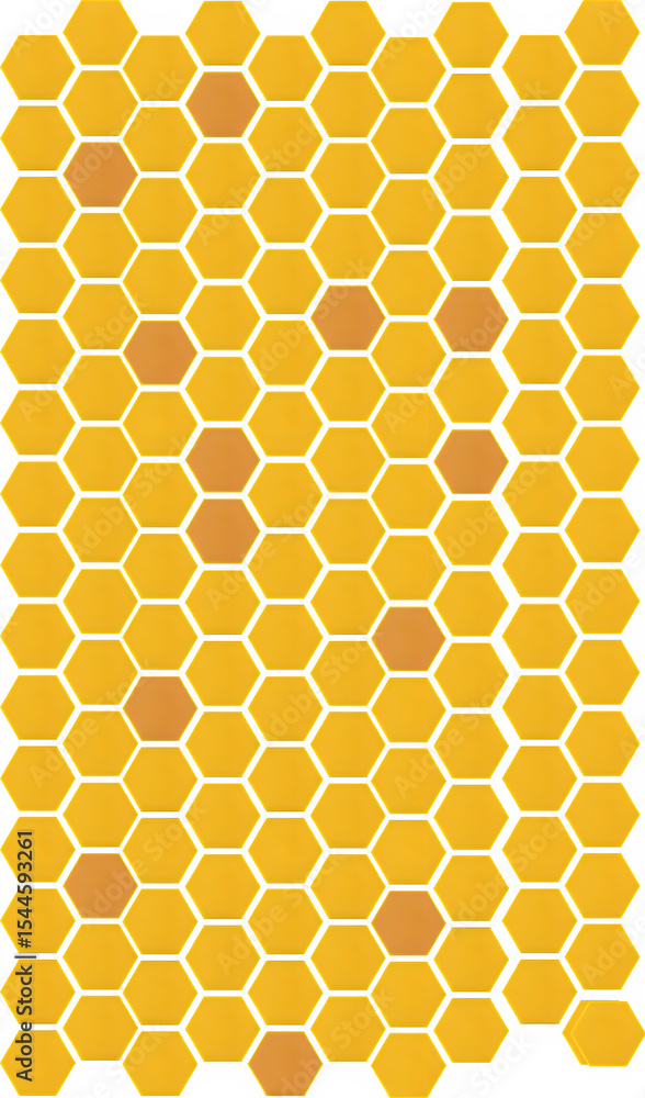 Poster a yellow honeycomb pattern isolated on transparent background