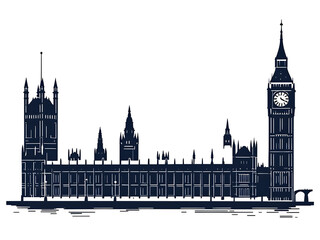 Obraz premium Houses of parliament and big ben isolated on transparent background