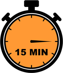 Fifteen Minute Timer Stopwatch Icon for Time Management and Productivity