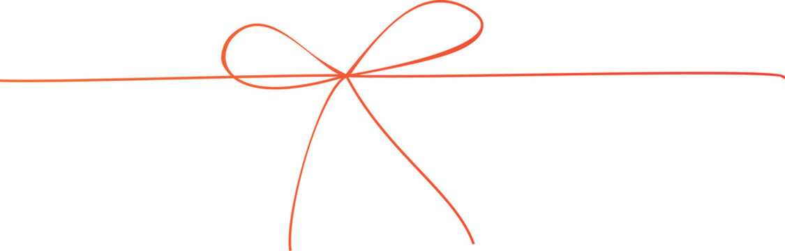 Simple Red String Bow with a Horizontal Line