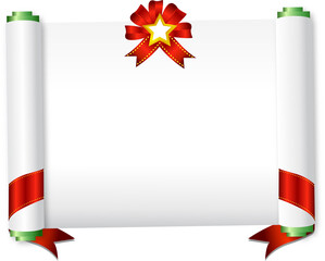 Christmas Scroll with Red Bow and Star