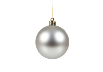 Isolated Silver Christmas Ornament Ball with Hanging String