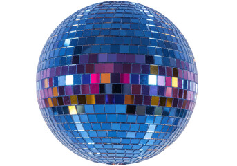 Isolated Sparkling Blue Disco Ball with Mirrored Tiles