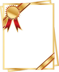 Blank Certificate Border with Gold and Red Seal