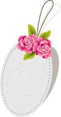 Oval Tag with Pink Roses