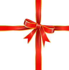 Red and Gold Ribbon Cross with Bow