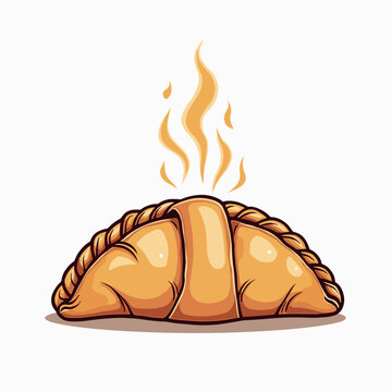 baked croissant with steam, cartoon style clip art preview