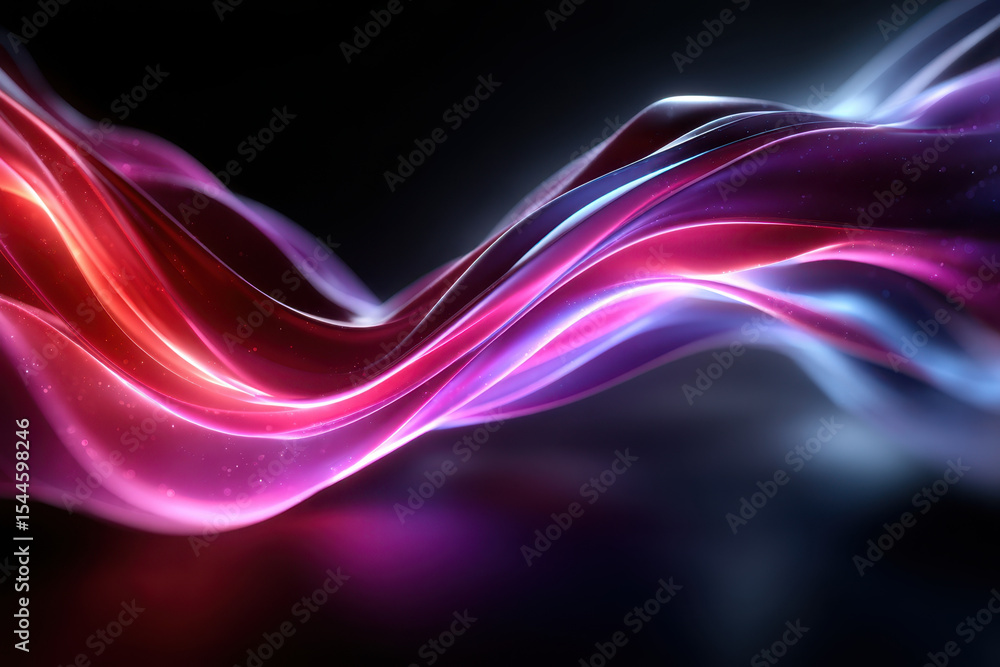 Poster colorful wavy light patterns create an abstract visual representation of motion and energy