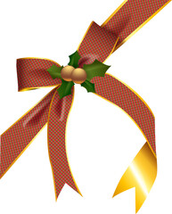 Christmas Ribbon Bow with Holly