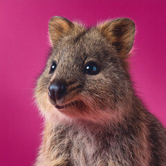 happiest animal in the world quokka on the vibrant pink background