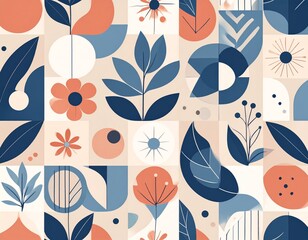 Seamless vector pattern with modern abstract shapes and clean colors. High-res, loopable design perfect for packaging, textile prints, web backgrounds, and stylish digital branding.