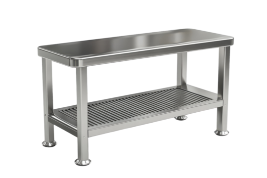 A gleaming stainless steel work table embodies modern functionality ready to handle your on transparent background