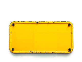 Old yellow metal sign with rusty border. Suitable for retro, warning, or signage themed visuals. Generative AI