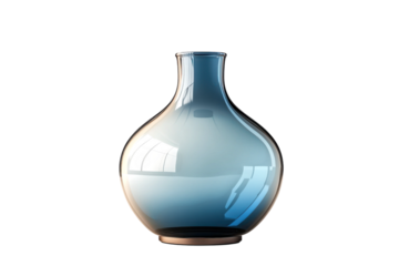 A calming blue glass vase a symbol of serenity and elegance in home decor showcasing delicate on transparent background