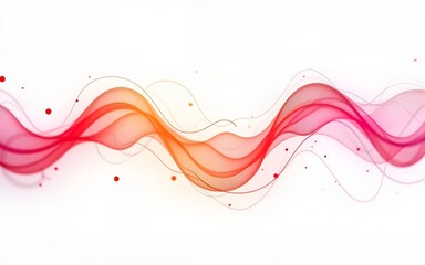 Digital Flow Chart Diagram for AI Concept. Abstract Pink and Orange Flowing Wave with Dots and Mesh Structures on White Background for Art and Design. High quality