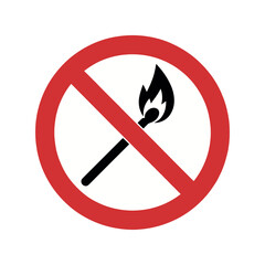 Circular No Match Sign a Prohibition Against Starting Fires Danger Risk Safety Hazard and Prevention Symbol for Awareness and Safety