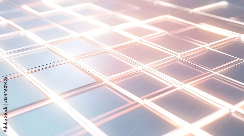 Poster futuristic glossy grid with illuminated lines and reflections, creating a technological and abstract