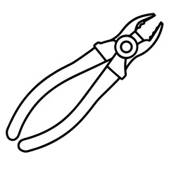 Minimalist Pliers Line Art Illustration