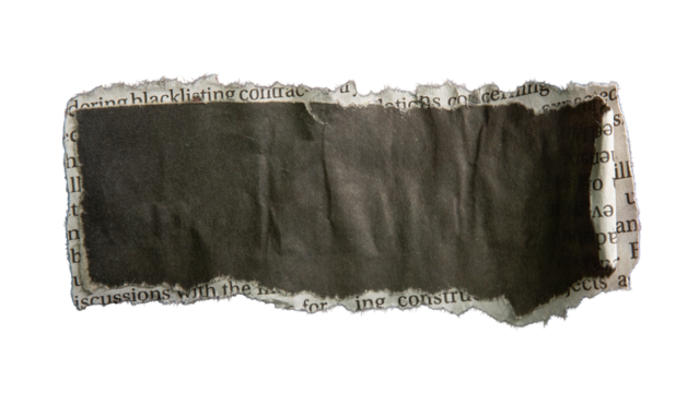 Black rectangular word bubble background created from newspaper