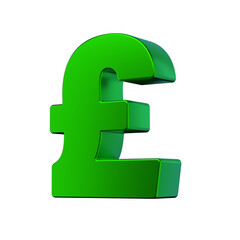 Green British Pound Sterling Symbol 3D Rendered Financial Currency Icon