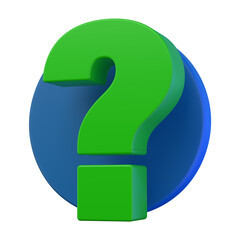 Green Question Mark Symbol on Blue Circle Background Inquiry Help Concept
