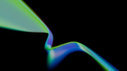 a close up of a black background with a green and blue wave