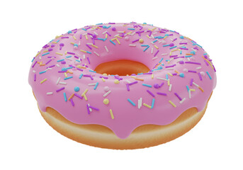 Isolated Pink Donut with Sprinkles