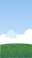 Obraz premium Field with Distant Trees – Vertical Cartoon Nature Background Vector