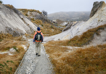 Obraz premium Walking on the Blue Lake loop track. St Bathans. Central Otago. New Zealand.