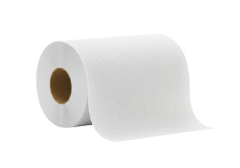 Isolated Embossed White Toilet Paper Roll for Hygiene