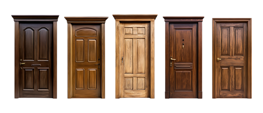 Pack Collection Interior Door Styles A Selection of Wood Door Designs for Your Home set against transparent background