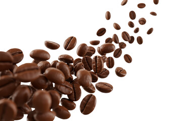 Isolated Coffee Bean Cascade with Aromatic Details