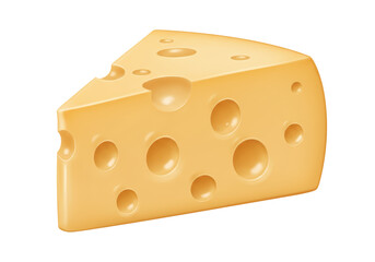Isolated Delicious Piece of Swiss Cheese with Holes