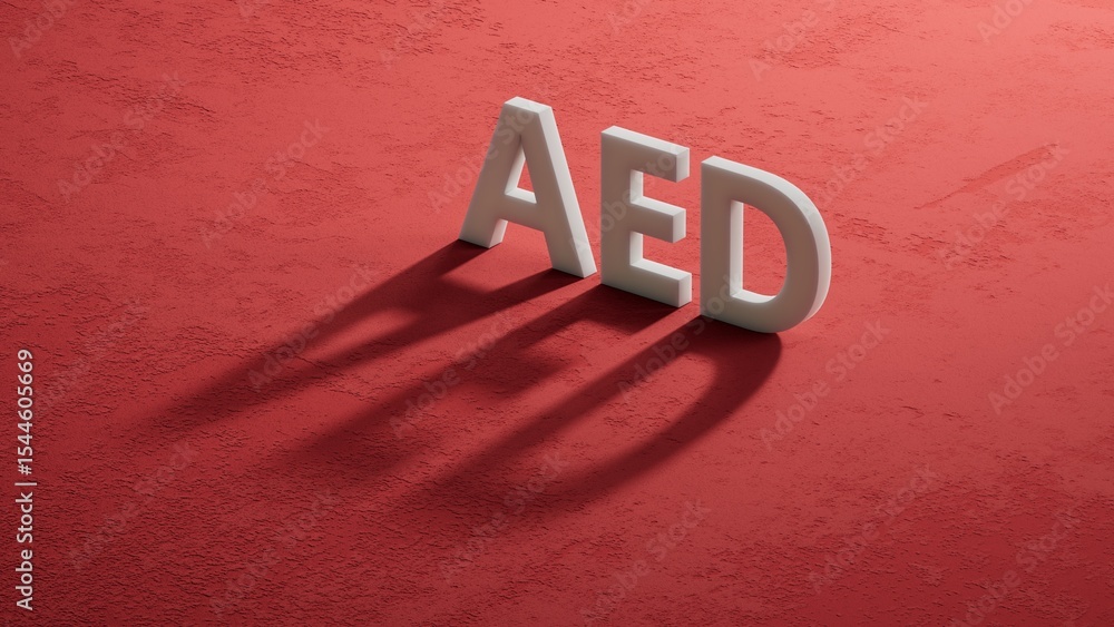 Poster shadow of 3d charcaters with aed business word.close up of shadow of 3d charcaters,business concept.
