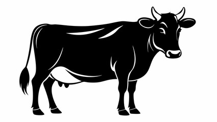 Black silhouette vector illustration of a farm animal, ideal for a cute cartoon or isolated dairy cattle design