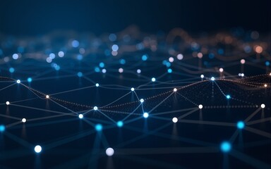 Abstract network of interconnected points and lines, creating a complex, dynamic system.  A visual representation of data flow or a complex network. High quality
