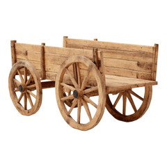 Fototapeta premium Rustic Wooden Cart on Isolated Transparent Background for Design Use