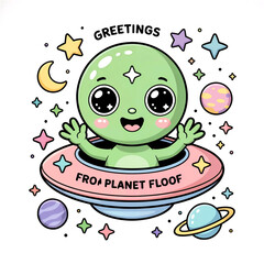 Cute alien greetings from planet floof