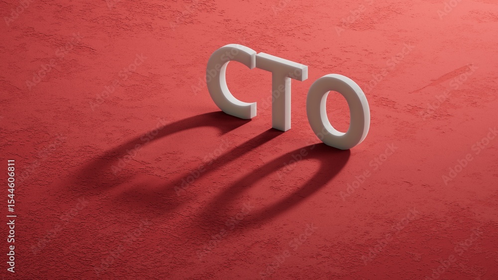 Poster word cto with shadow of 3d charcaters.close up of shadow of 3d charcaters,business concept.3d render
