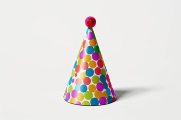 Detailed Color Image of Colorful Birthday Cap Isolated on White Background