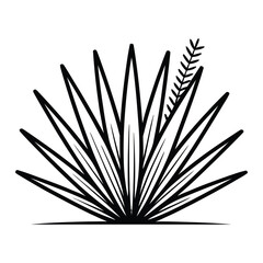 Yucca Leaf Icon, Vector, Illustration, Outline, Line Art, Silhouette, Logo, White Background.