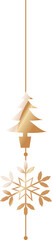 Golden Christmas Tree and Snowflake Ornament