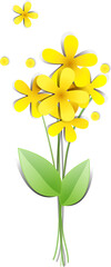 Stylized Yellow Flowers with Green Leaves